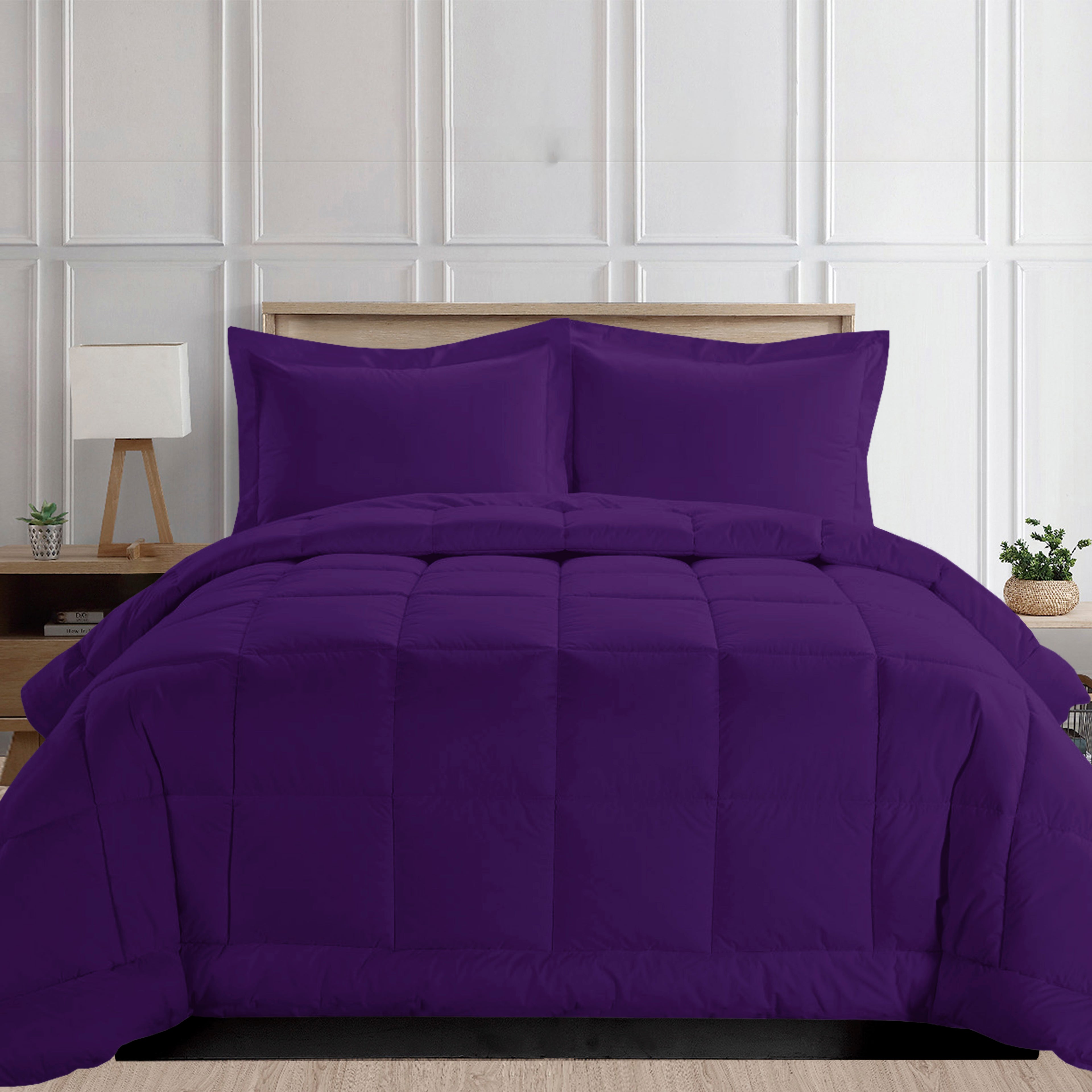 3-Piece Box Stitched Comforter & Shams - Duvet Insert with 4 Corner Tabs