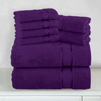 8-Piece Turkish Cotton Towel Set, 4 Washcloths, 2 Hand Towels and 2 Bath Towels