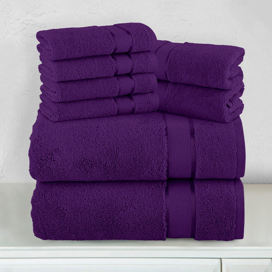 Elegant Comfort 8-Piece Turkish Cotton Towel Set, 4 Washcloths, 2 Hand Towels and 2 Bath Towels