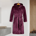 Men Hooded Velvet Fleece Long Bathrobe