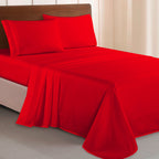 Essential Solid 3 Line Embroidery - Soft as a Hotel Premium Quality, 4-Piece Sheet Set, Bright Shades
