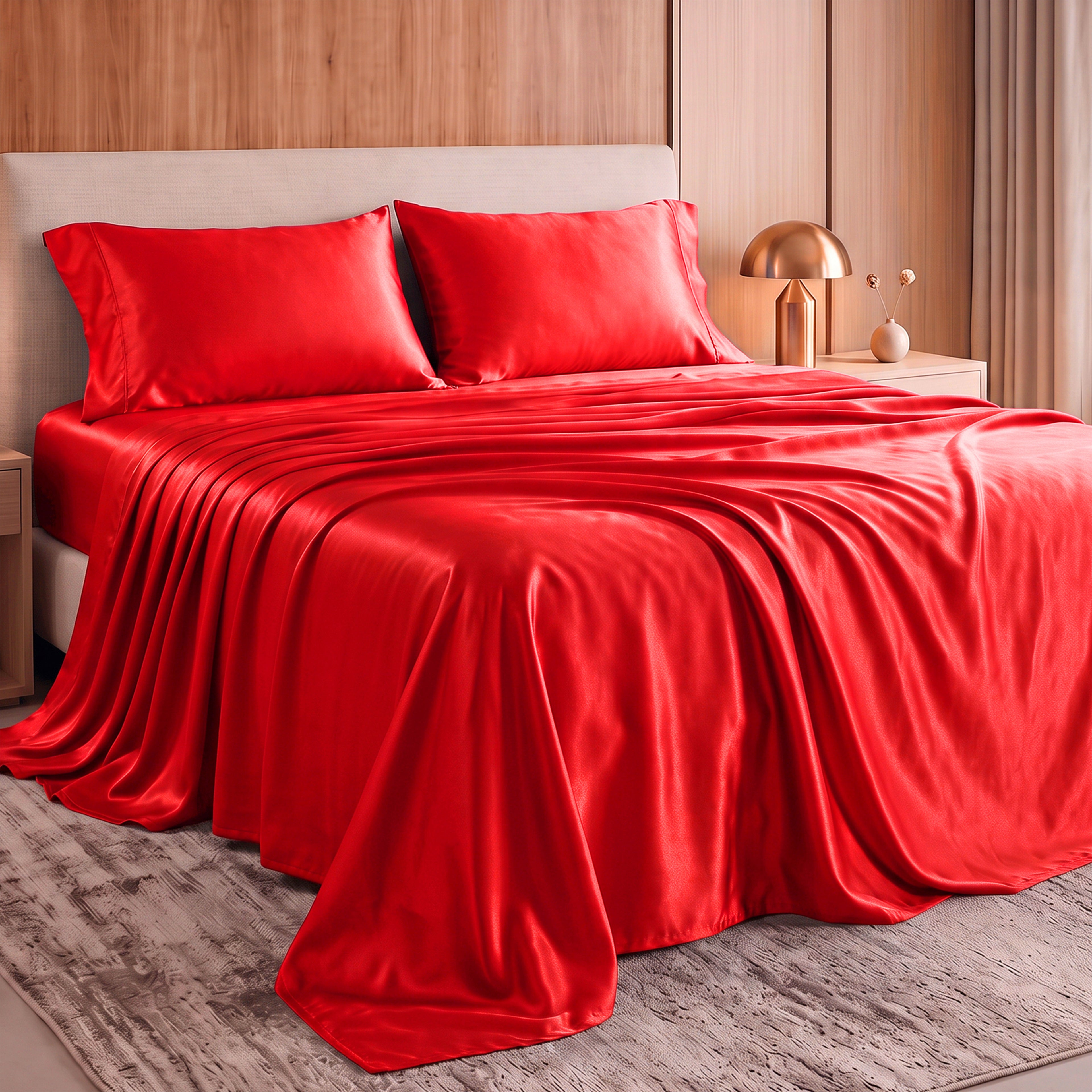 Fine 4-Piece Silky Satin Sheet Set, Moody Shades