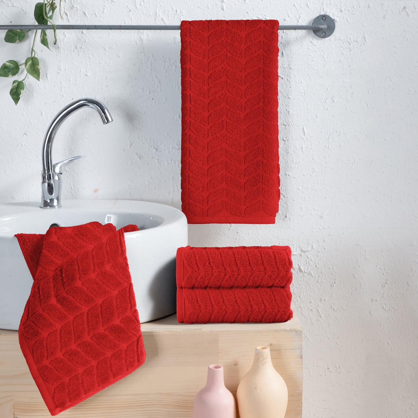 Elegant Comfort 4-Pack Premium Turkish Cotton Braided Hand Towel Set, 16 x 28 inch