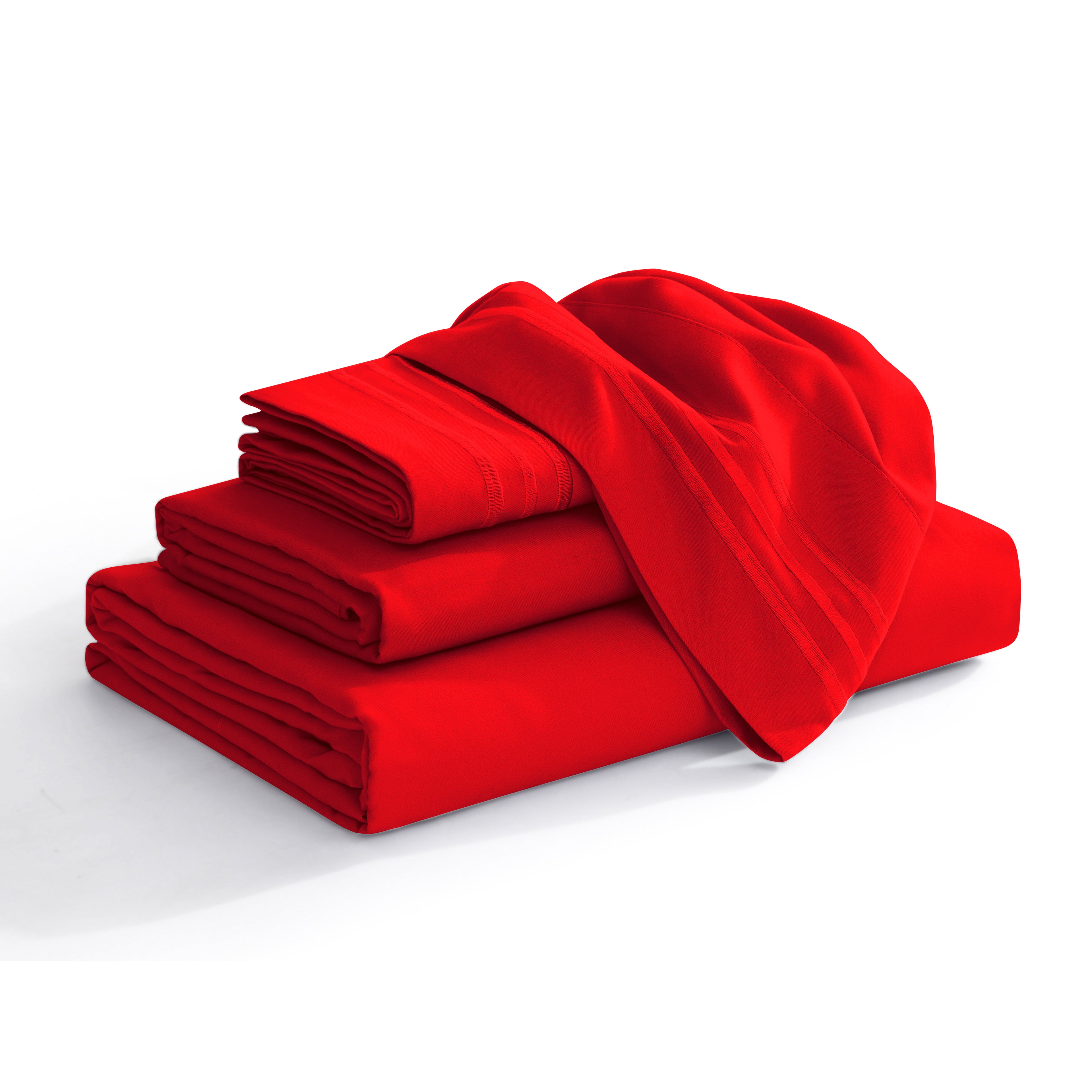 Extra deep 18-24 Inch Pocket 3 Line Embroidery, 4-Piece Sheet Set, Bright Shades