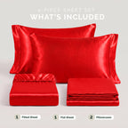 Fine 4-Piece Silky Satin Sheet Set, Moody Shades