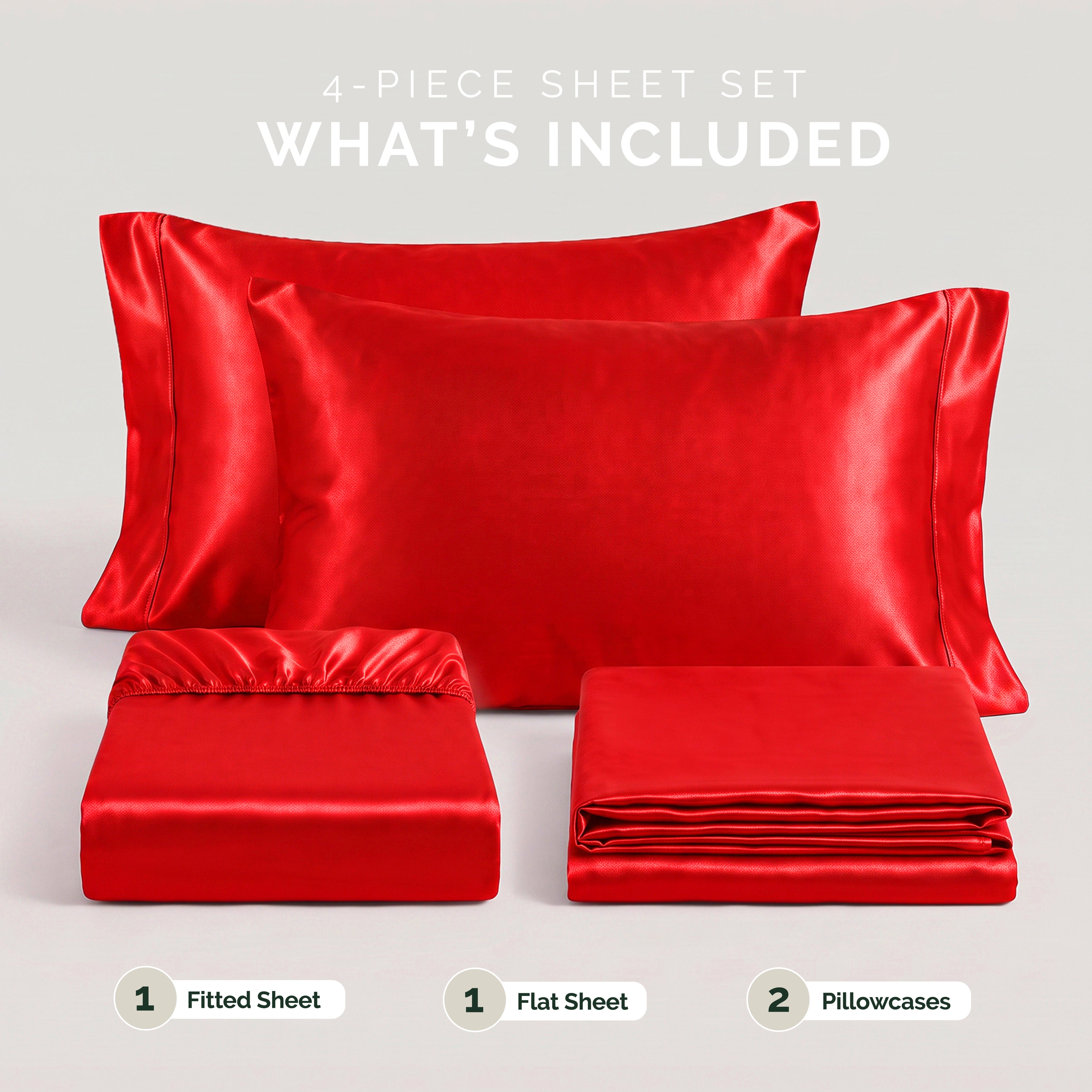 Fine 4-Piece Silky Satin Sheet Set, Moody Shades
