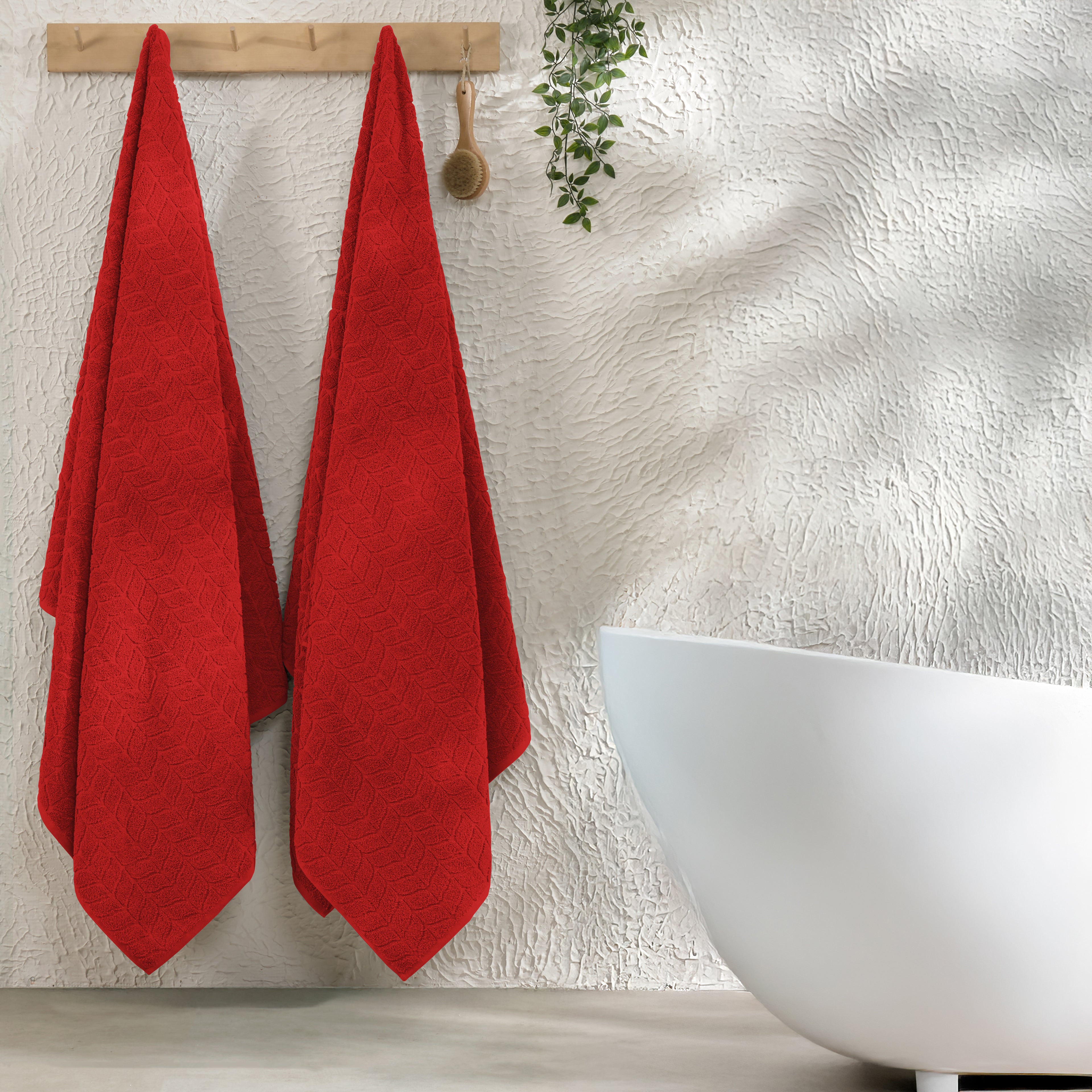 2-Pack Premium Turkish Cotton Braided Bath Towel Set, 27 x 54 inch