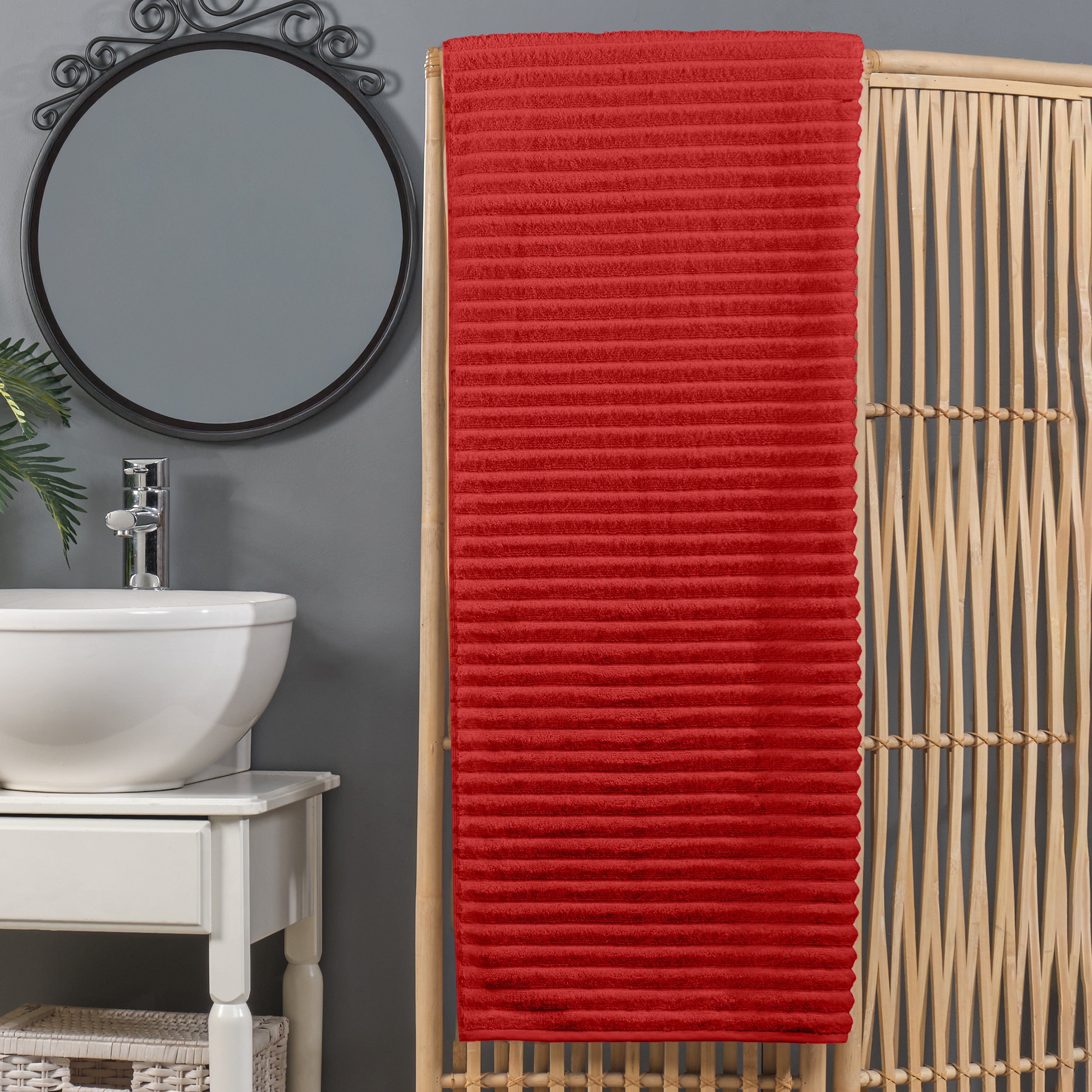 Elegant Comfort Premium Turkish Cotton Corduroy Stripe Oversized Bath Sheet Towel - Thumbnail 4