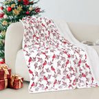 Christmas Sherpa Throw with Flannel Fleece - 50 x 60 inches