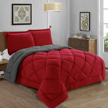 Elegant Comfort 3-Piece Reversible Diamond Stitched Comforter & Shams