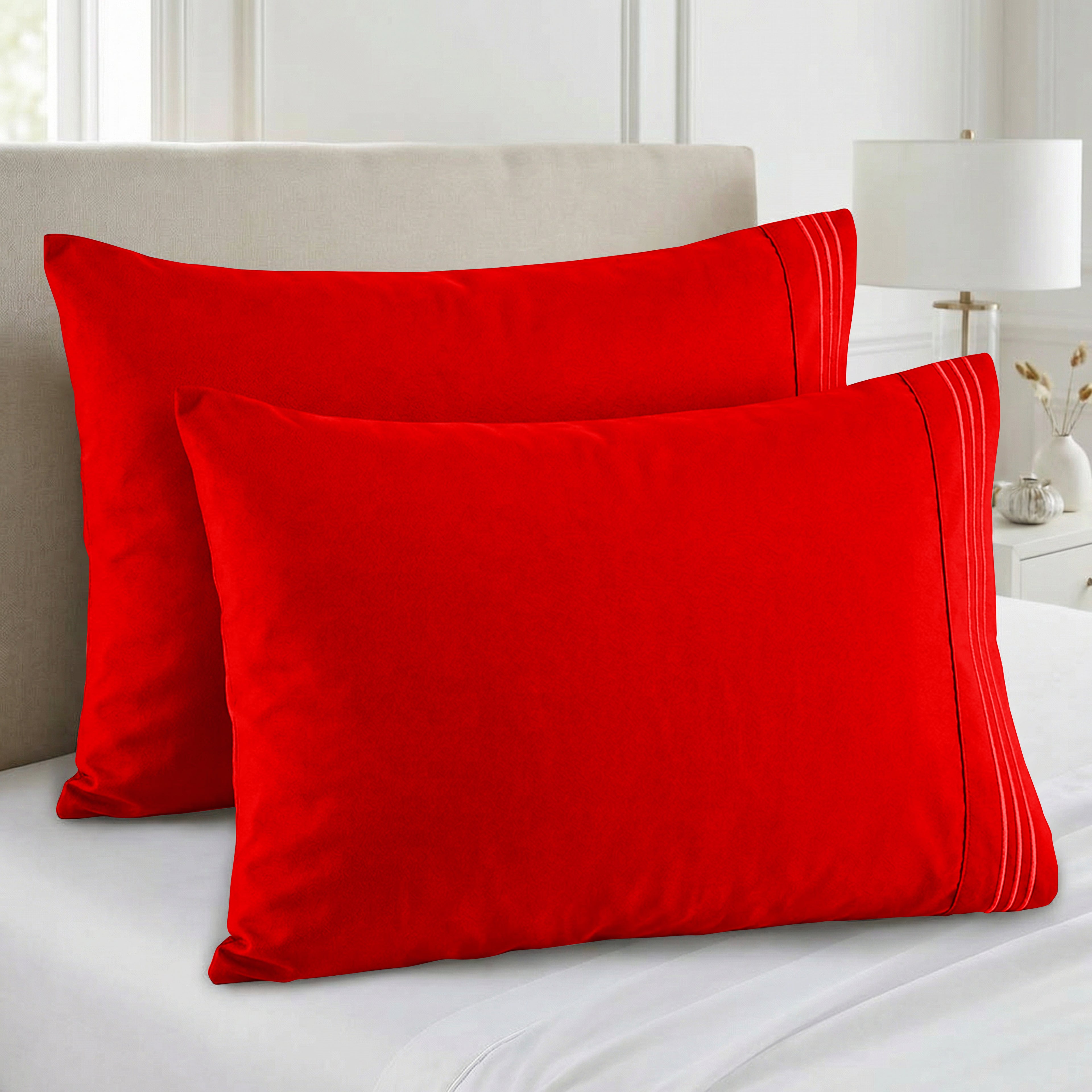Set of 2 Pillowcases- 3 Line Embroidery