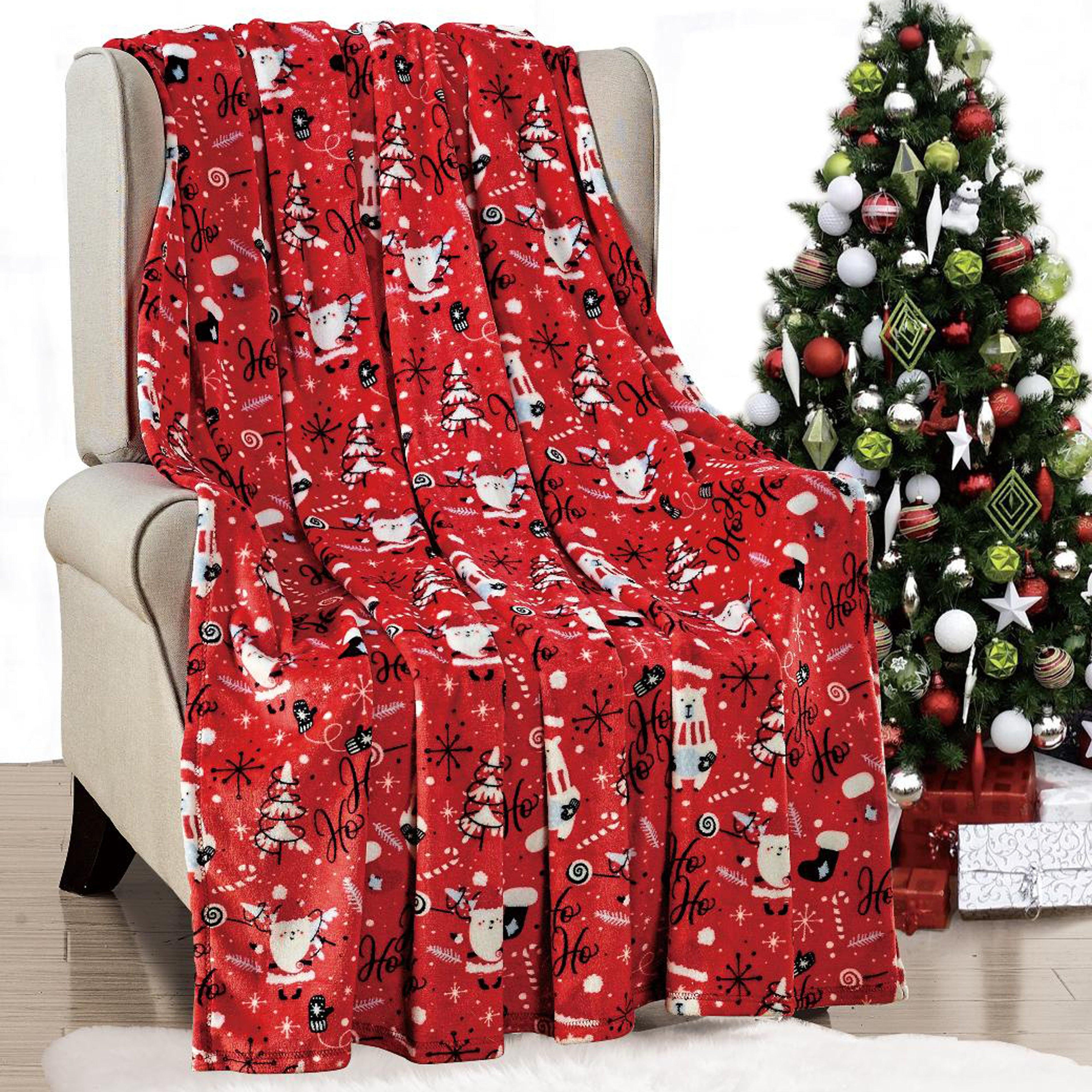 50" x 60" Holiday Velvet Plush Blanket Throw - 50 x 60 inches