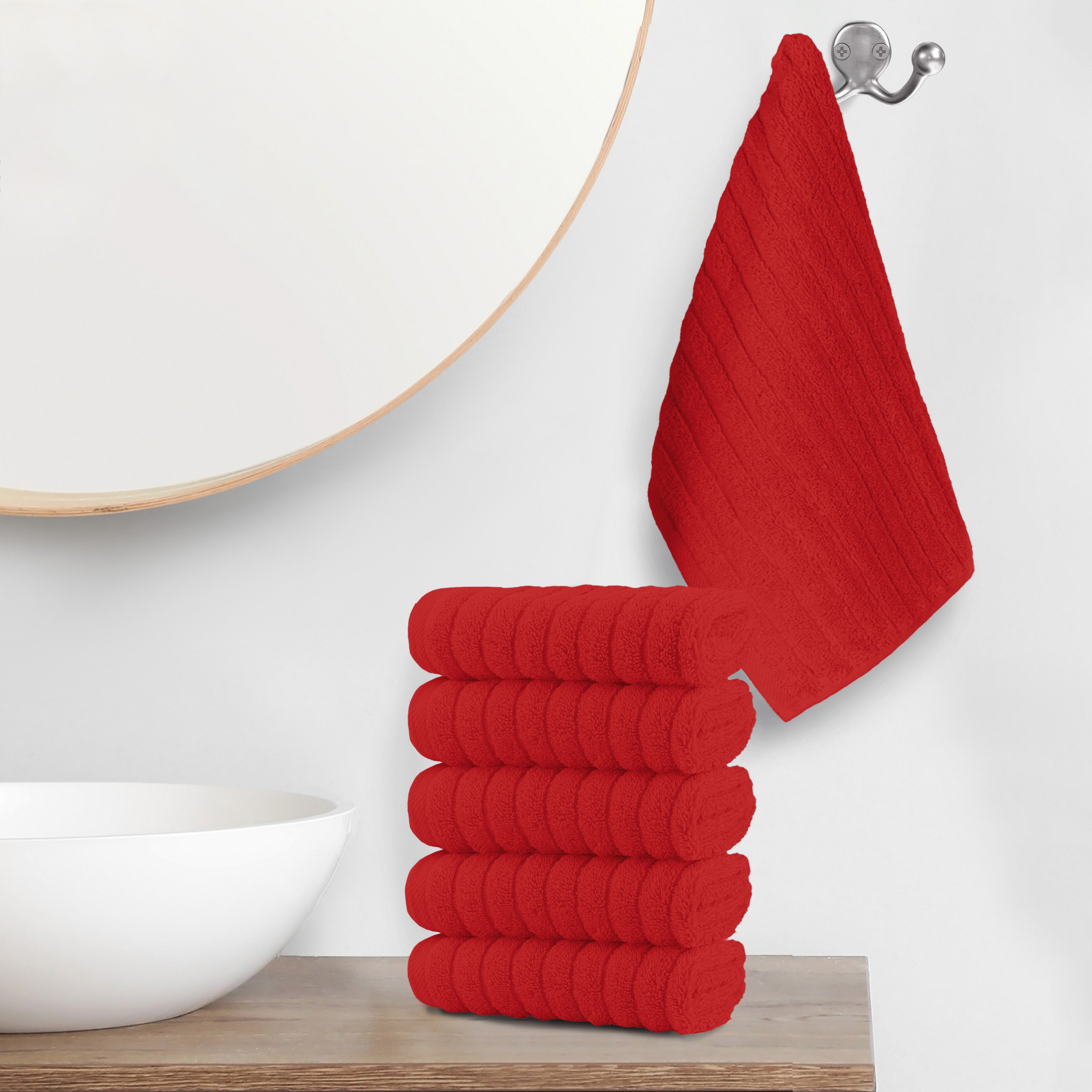 6-Pack Premium Turkish Cotton Corduroy Stripe Washcloths Set, 13 x 13 inch