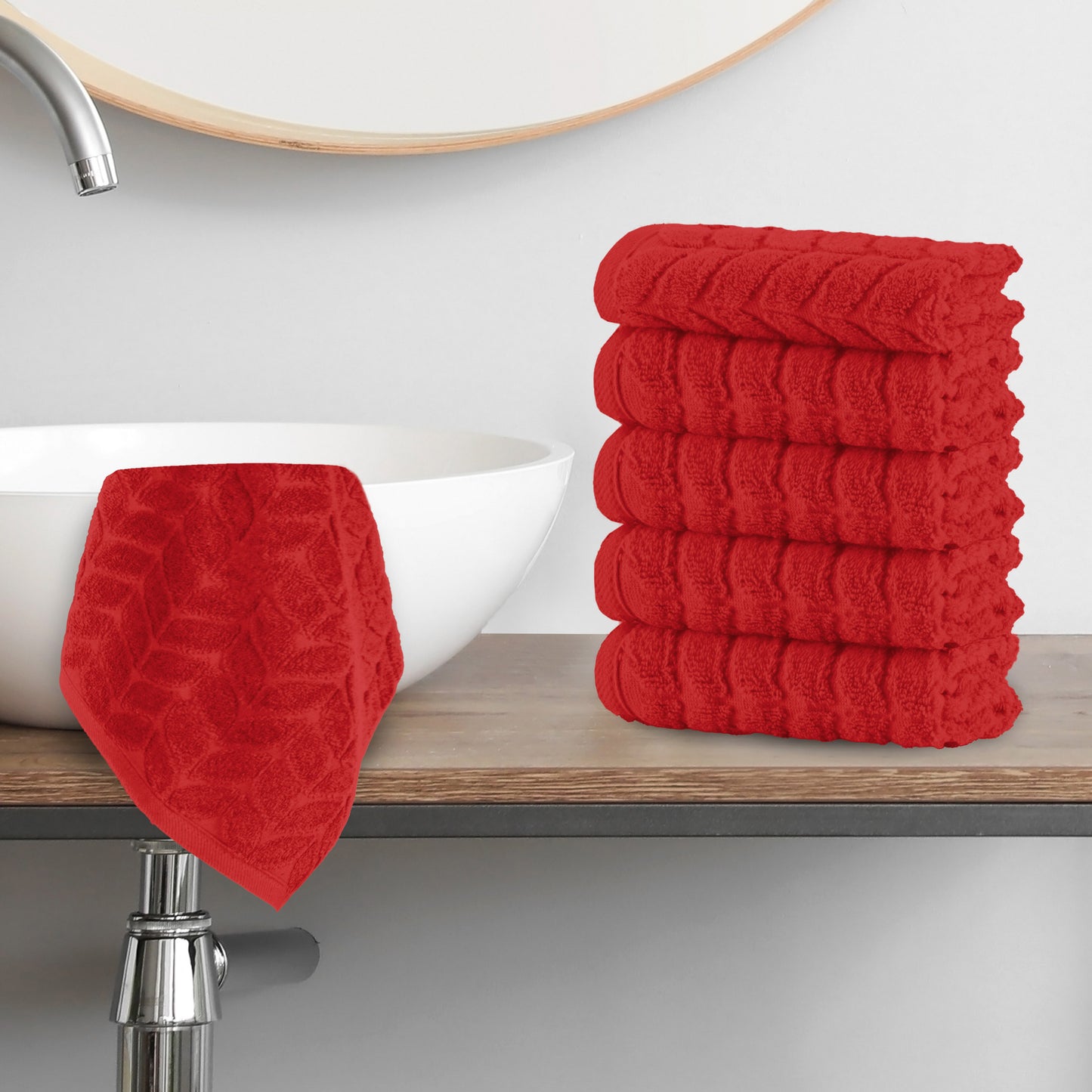 Elegant Comfort 6-Pack Premium Turkish Cotton Braided Washcloths Set, 13 x 13 inch