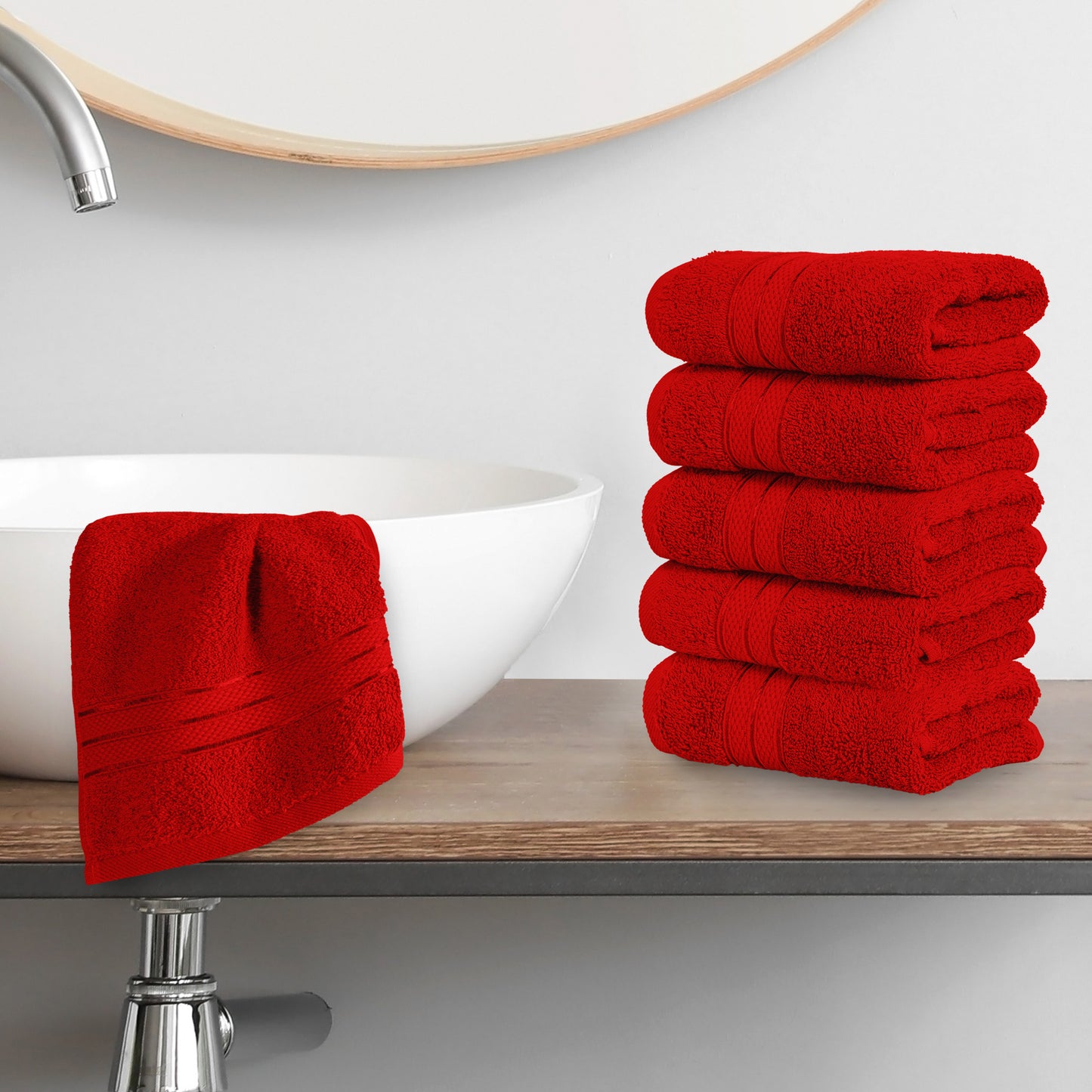 Elegant Comfort 6-Pack Premium Turkish Cotton Three Line Popcorn Washcloths Set, 13 x 13 inch