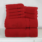 8-Piece Turkish Cotton Towel Set, 4 Washcloths, 2 Hand Towels and 2 Bath Towels