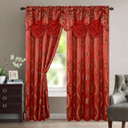 Set of 2 Aurora Curtain Panels- Attached Valance - Rod Pocket- 54" W x 84" L