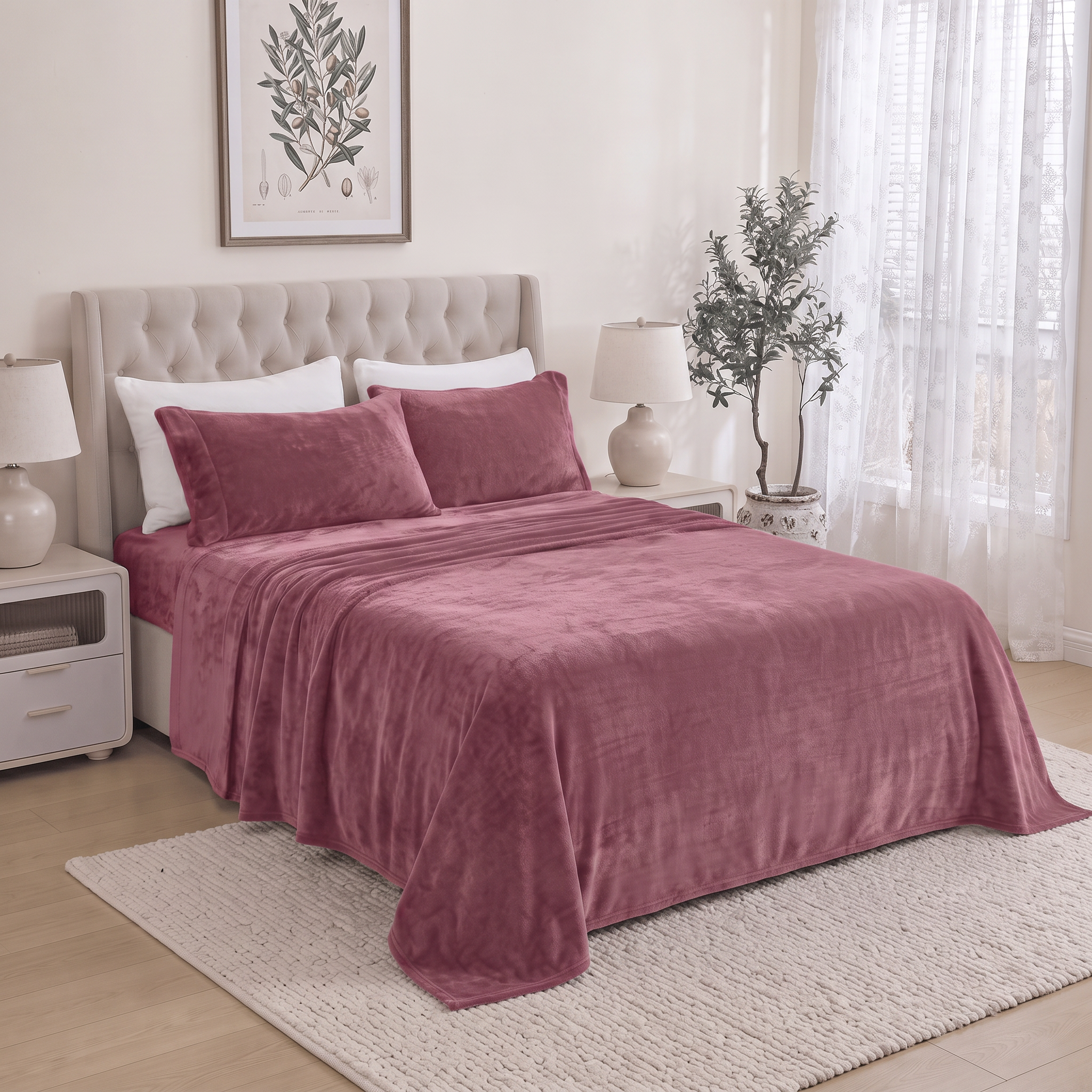 4-Piece Velvet Plush Flannel Sheet Set