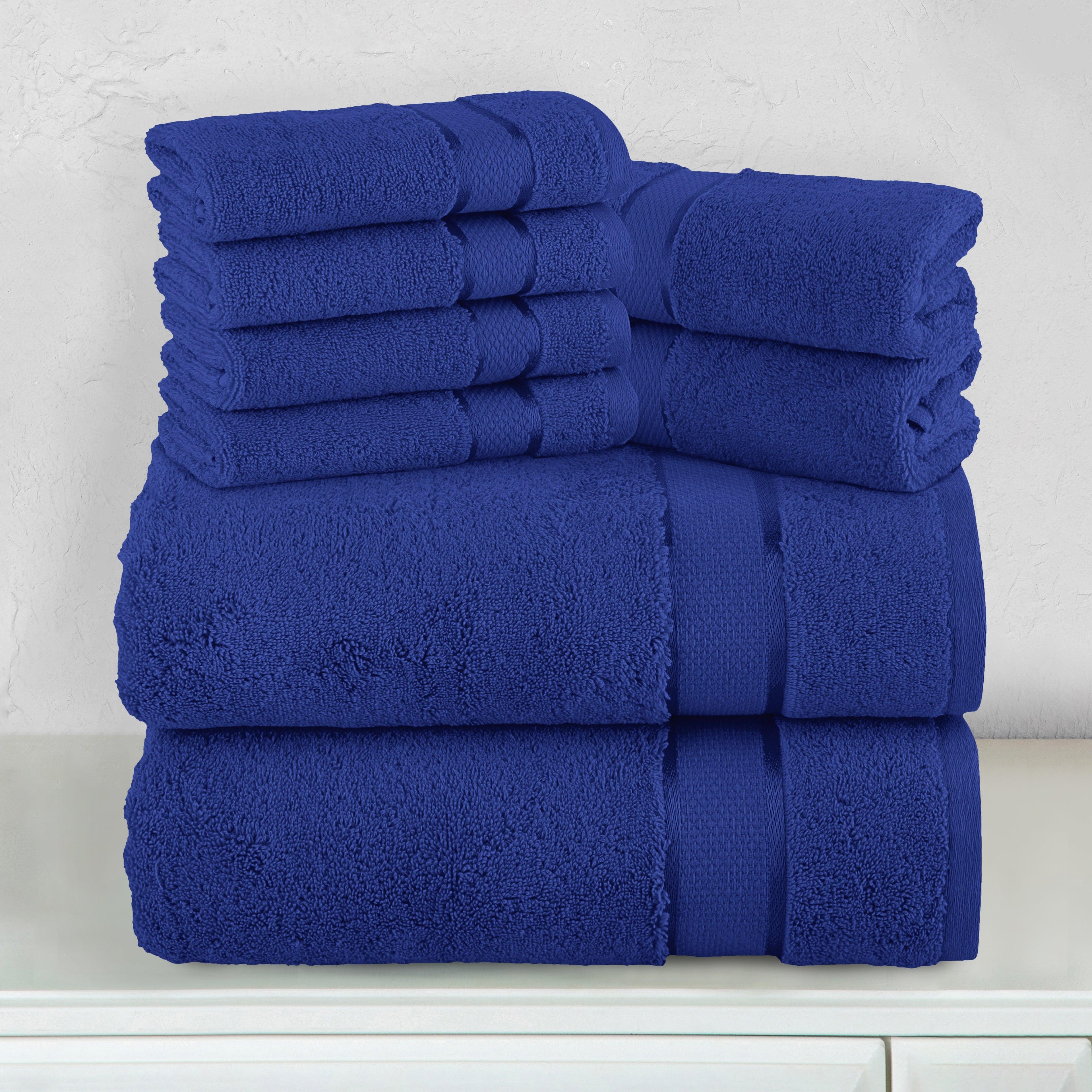 8-Piece Turkish Cotton Towel Set, 4 Washcloths, 2 Hand Towels and 2 Bath Towels