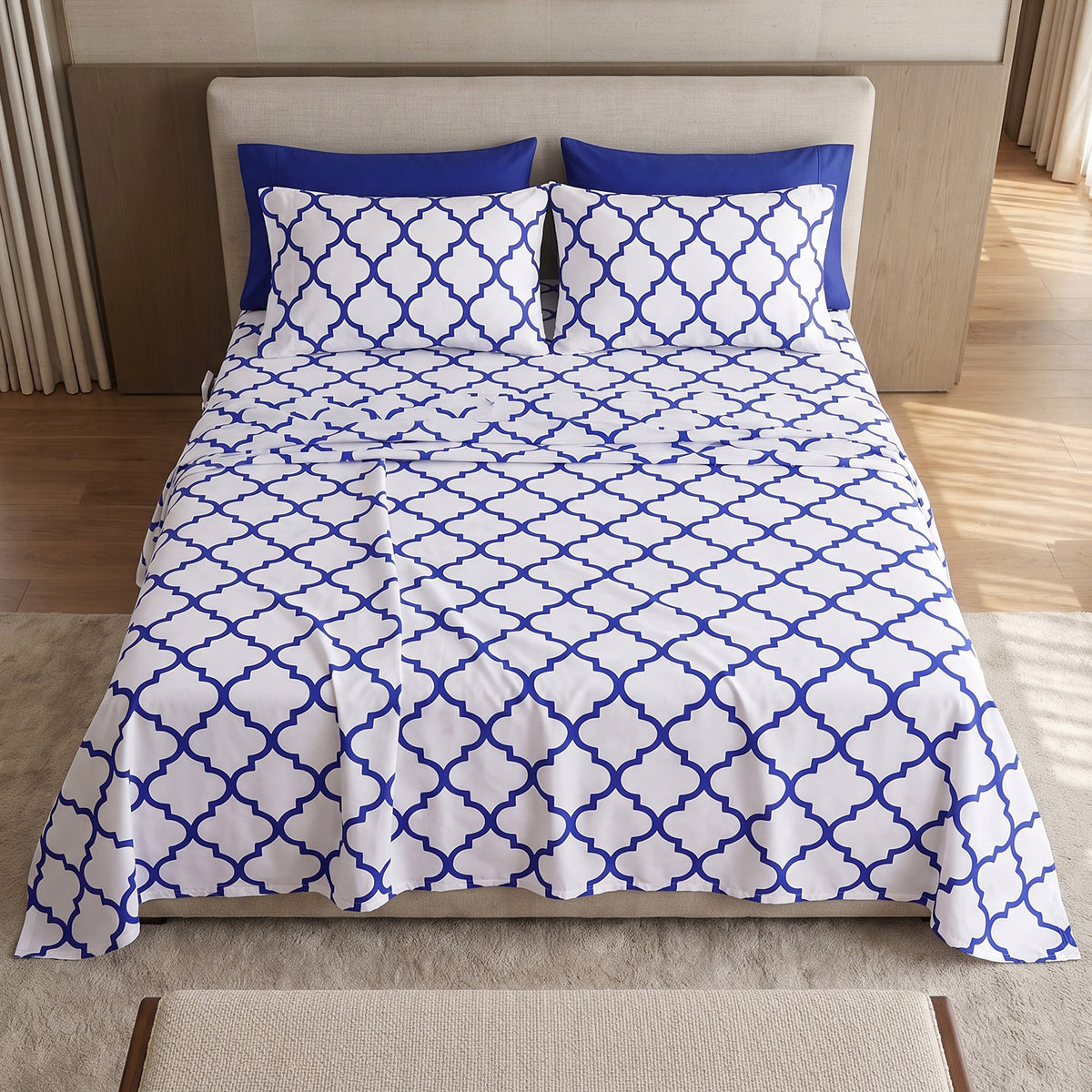 6-Piece Moroccan Trellis Printed Pattern - Soft as a Hotel Premium Quality