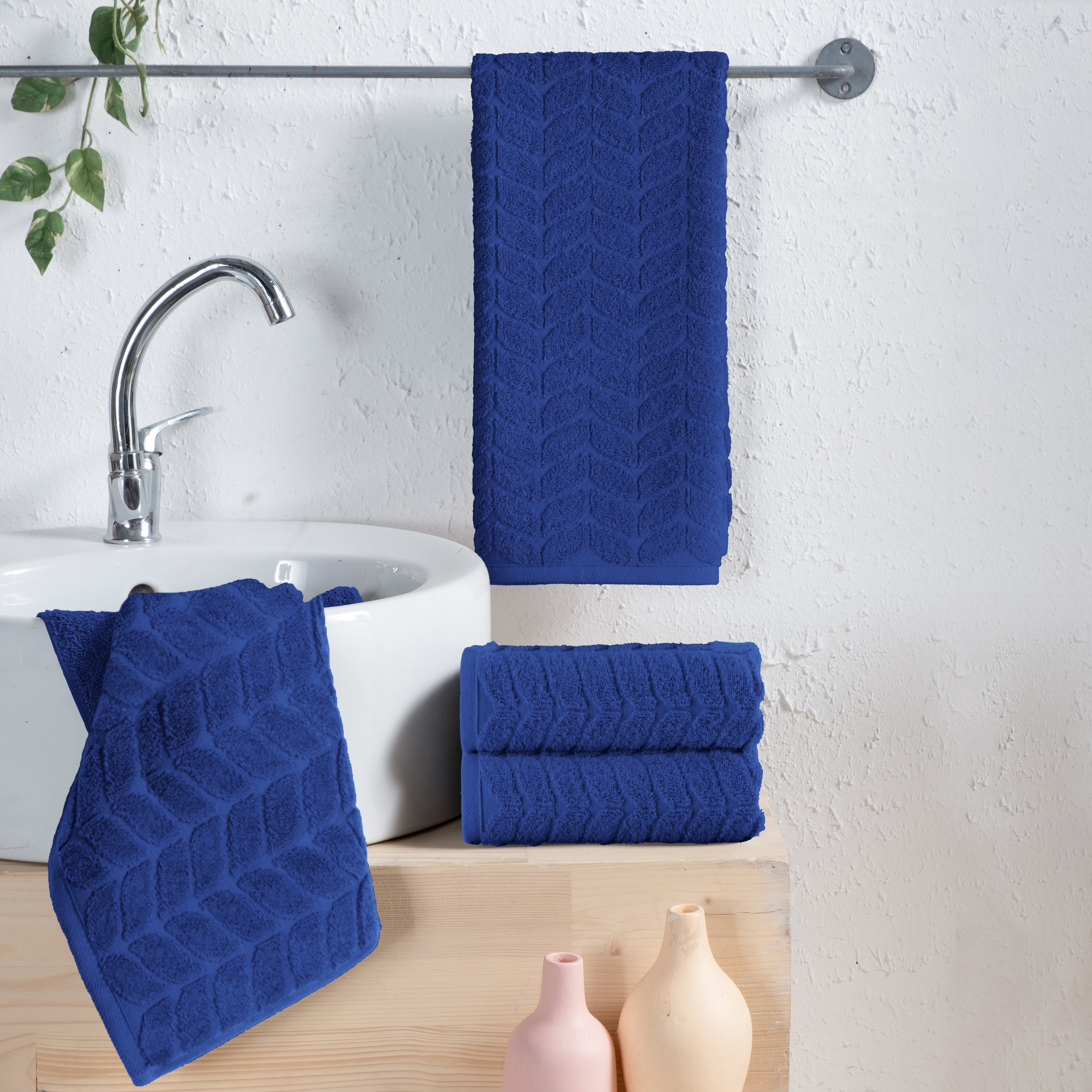 4-Pack Premium Turkish Cotton Braided Hand Towel Set, 16 x 28 inch