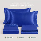 Fine 4-Piece Silky Satin Sheet Set, Moody Shades