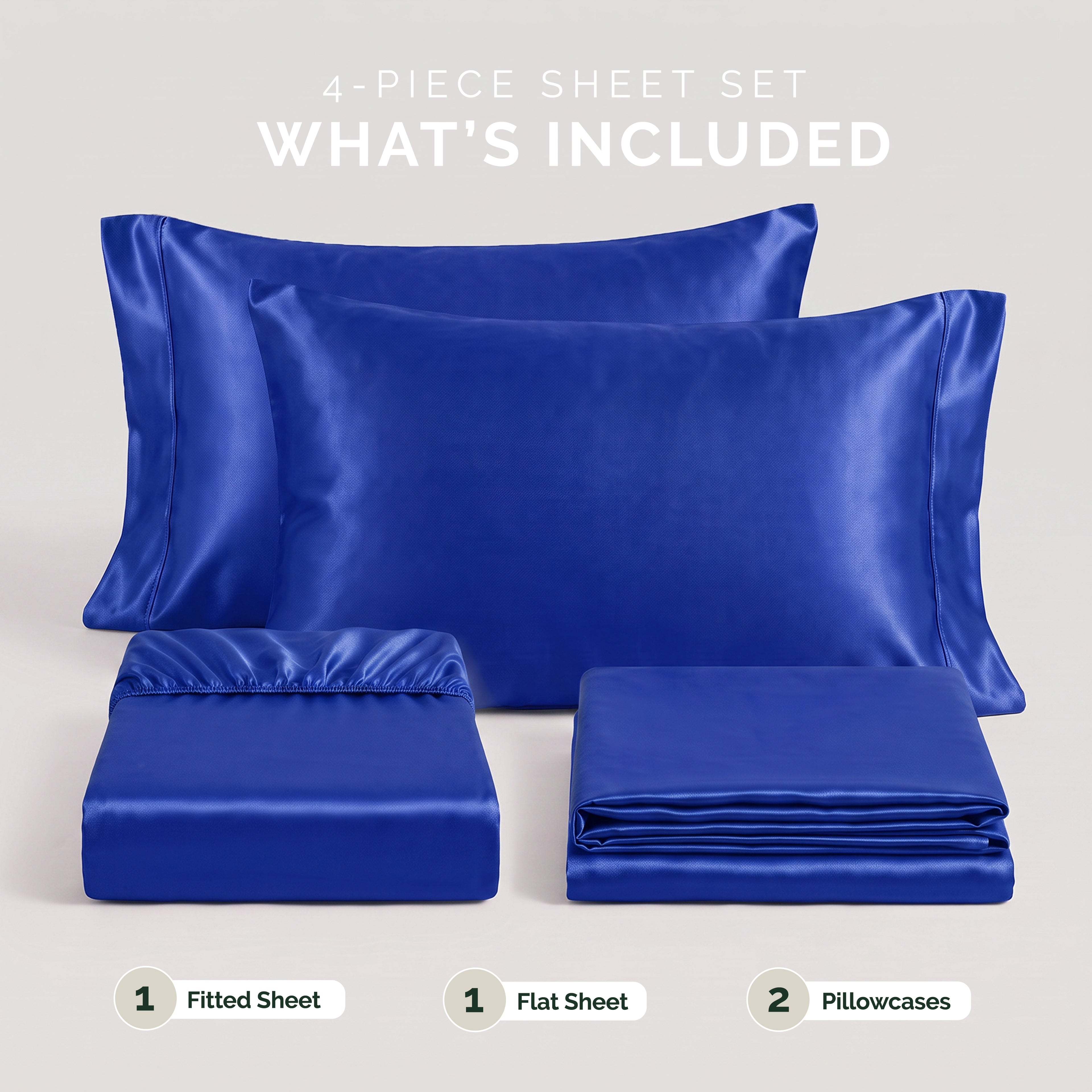Fine 4-Piece Silky Satin Sheet Set, Moody Shades