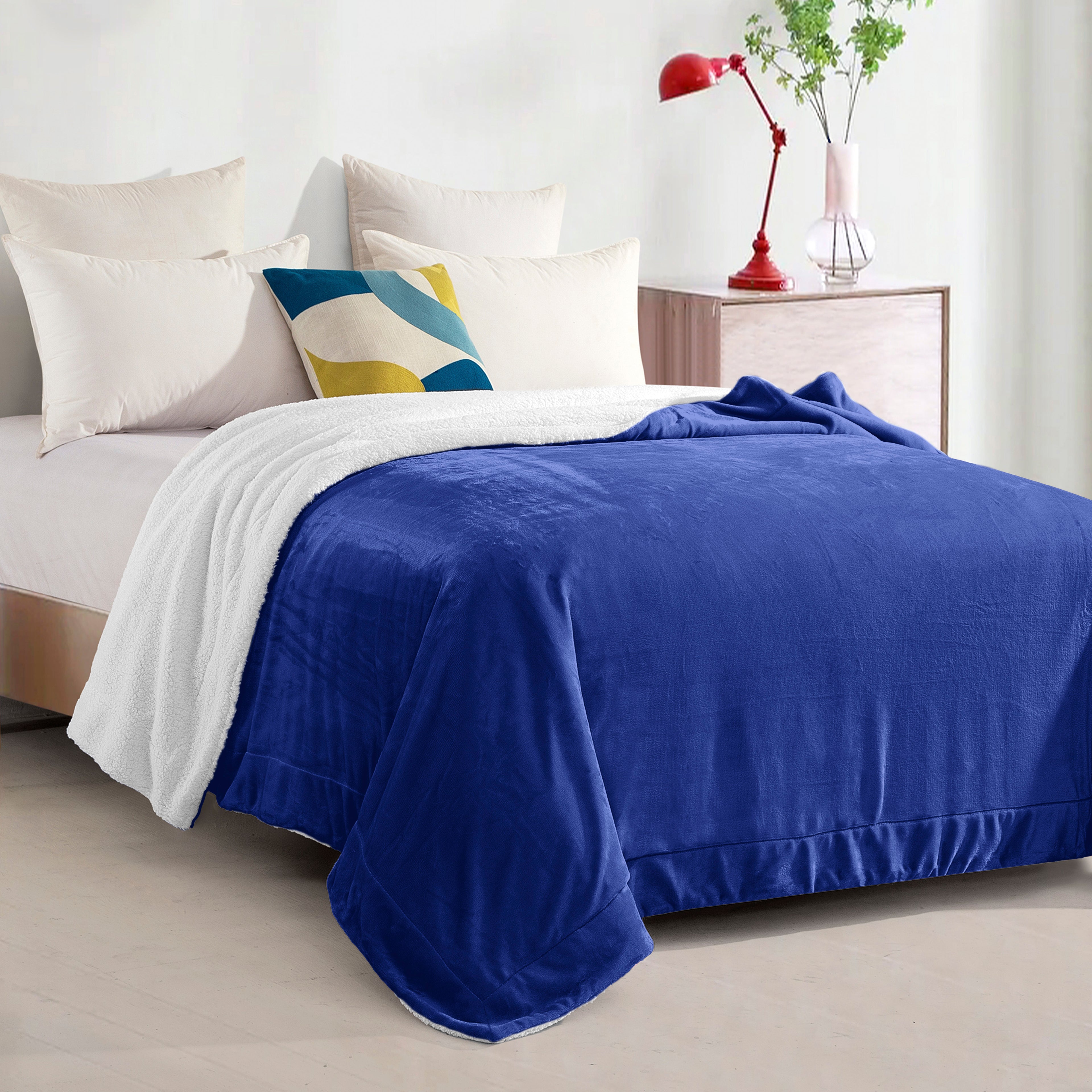 Reversible Sherpa Throw Blanket - Sherpa Back Throw Blanket