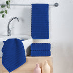 4-Pack Premium Turkish Cotton Corduroy Stripe Hand Towel Set, 16 x 28 inch