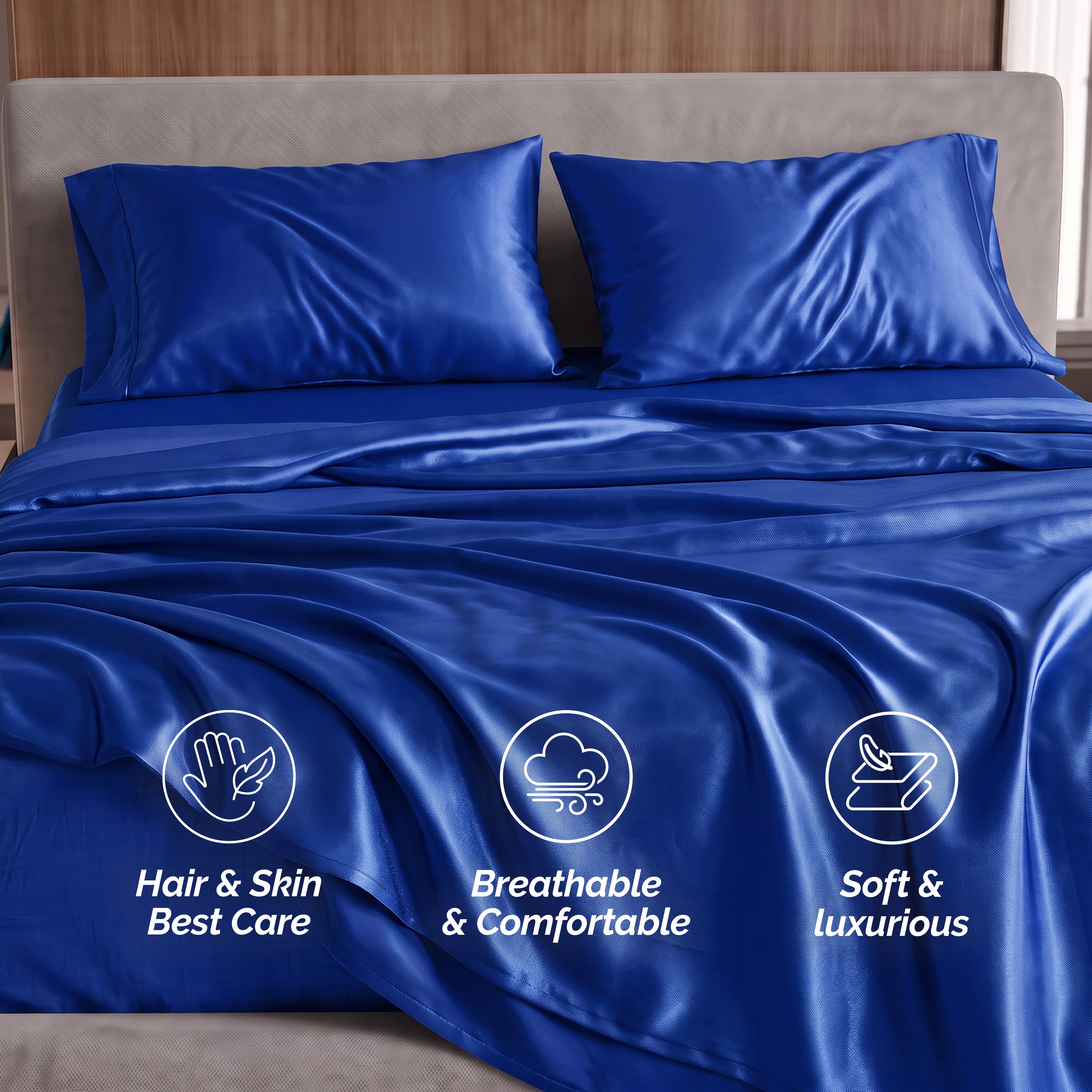 Fine 4-Piece Silky Satin Sheet Set, Moody Shades