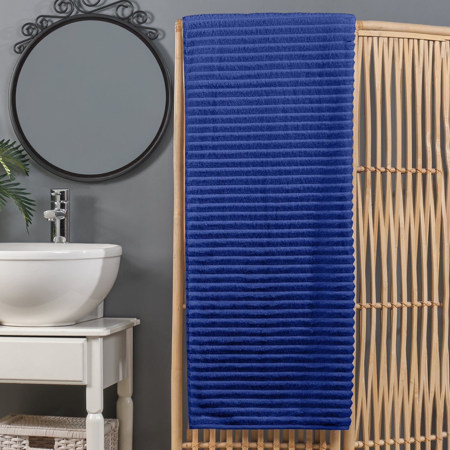 Elegant Comfort 1-Piece Premium Turkish Cotton Corduroy Stripe Oversized Bath Sheet Towel 40 x 80 Inch