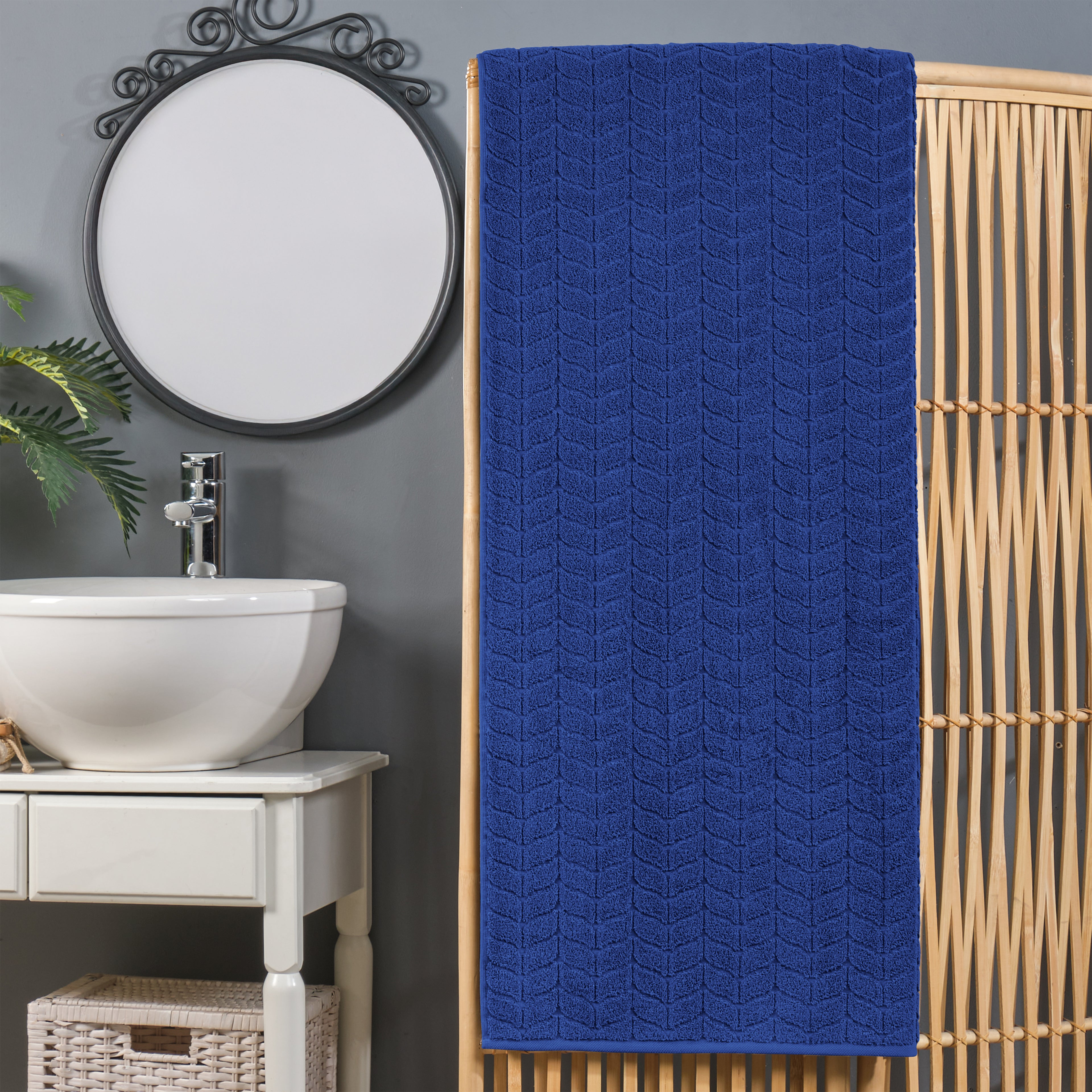 1-Piece Premium Turkish Cotton Braided Oversized Bath Sheet Towel 40 x 80 Inch