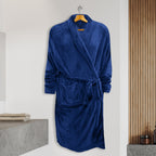 Men Shawl Collar Velvet Fleece Long Bathrobe