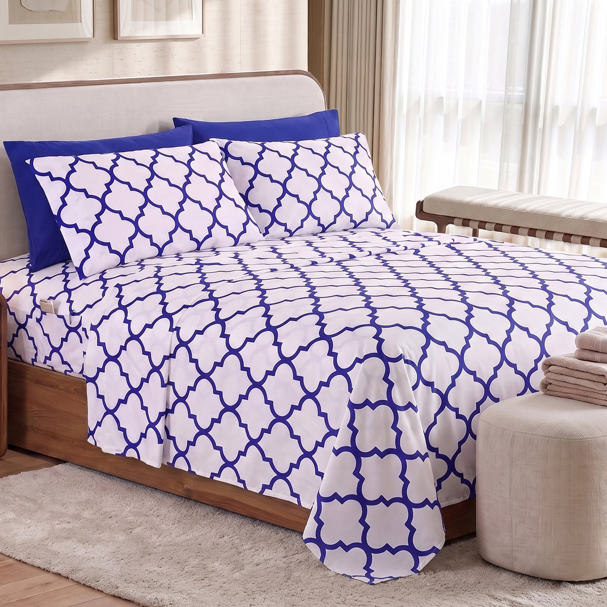 6-Piece Moroccan Trellis Printed Pattern - Soft as a Hotel Premium Quality