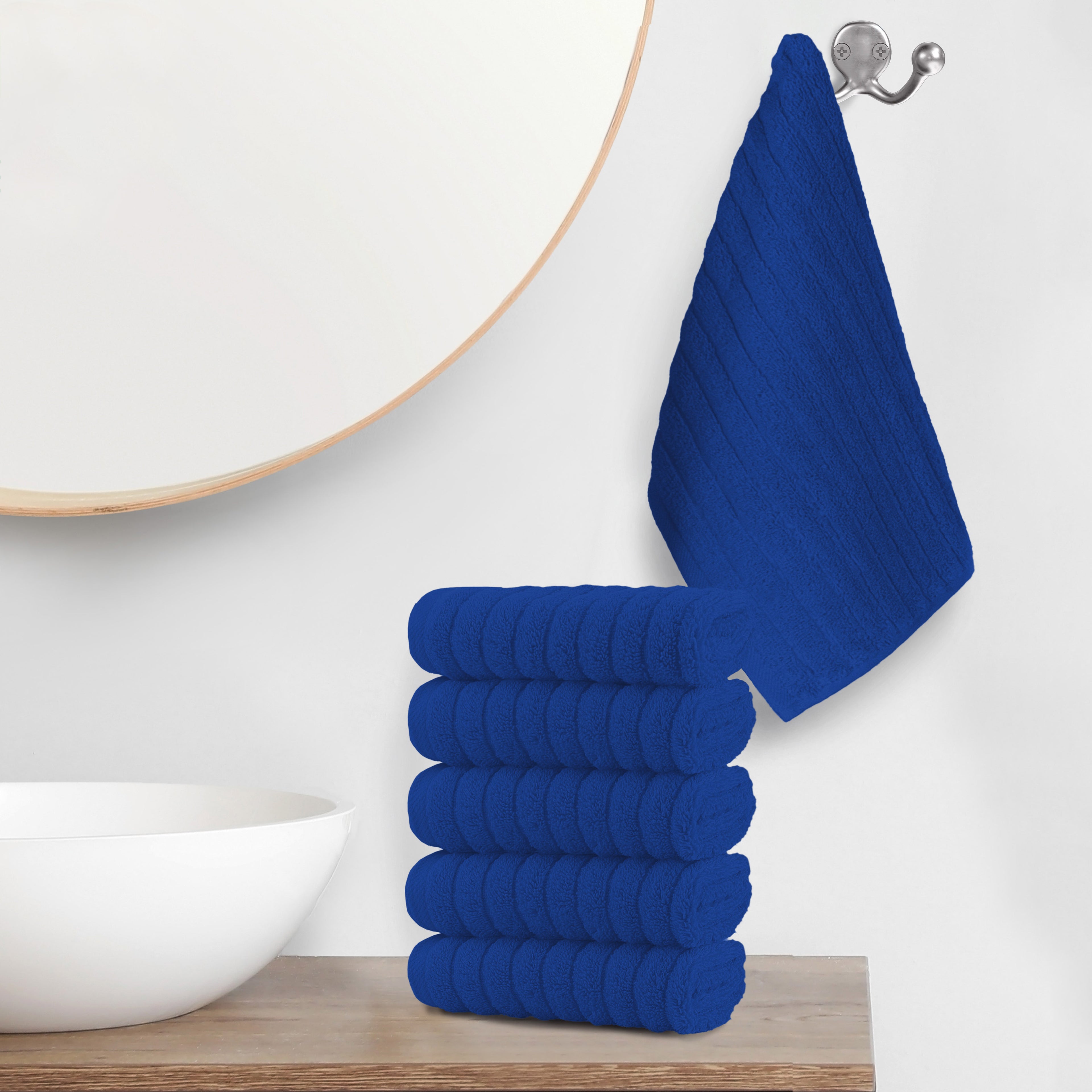 6-Pack Premium Turkish Cotton Corduroy Stripe Washcloths Set, 13 x 13 inch