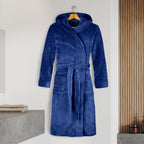 Men Hooded Velvet Fleece Long Bathrobe