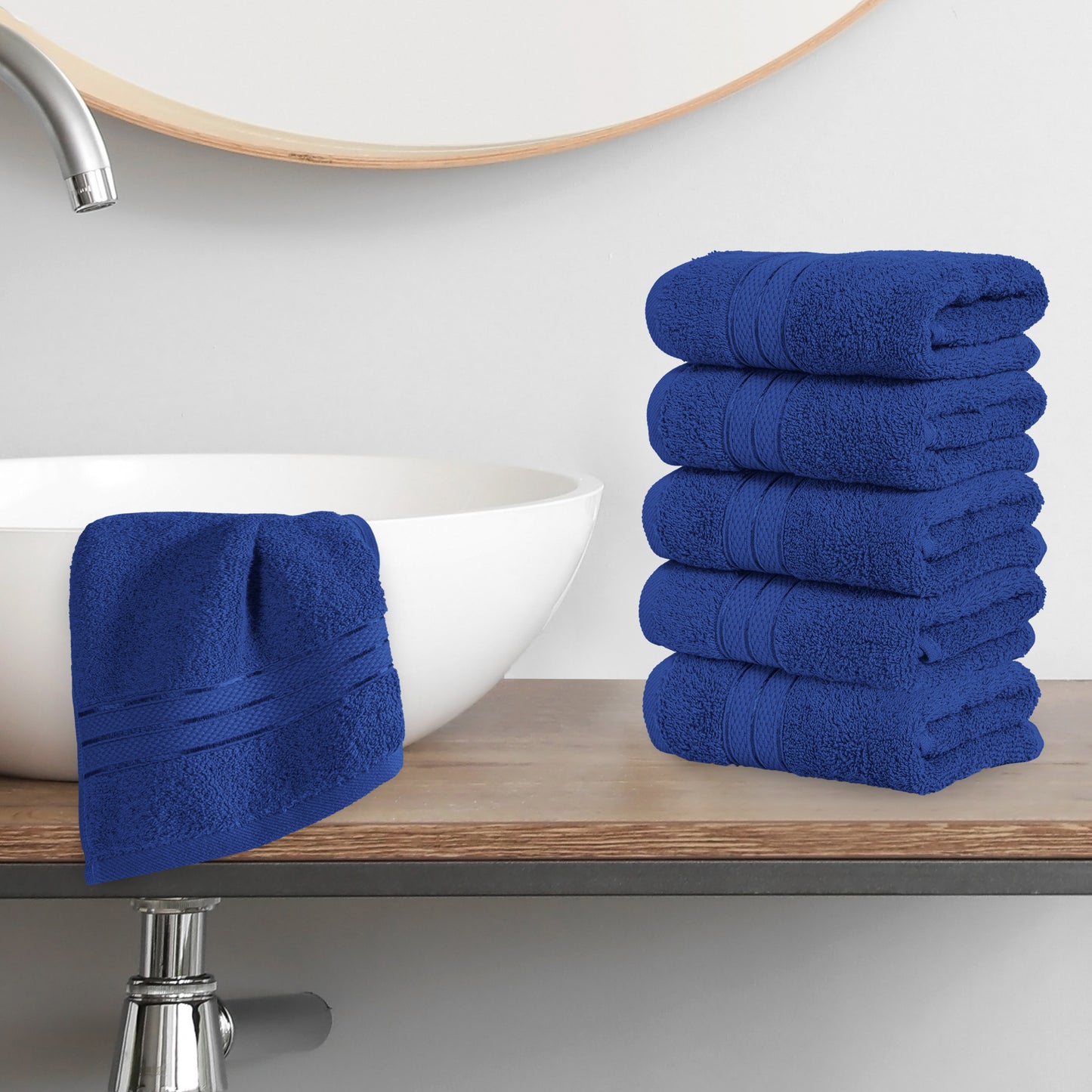 Elegant Comfort 6-Pack Premium Turkish Cotton Three Line Popcorn Washcloths Set, 13 x 13 inch