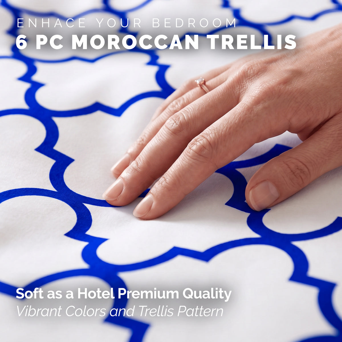 6-Piece Moroccan Trellis Printed Pattern - Soft as a Hotel Premium Quality