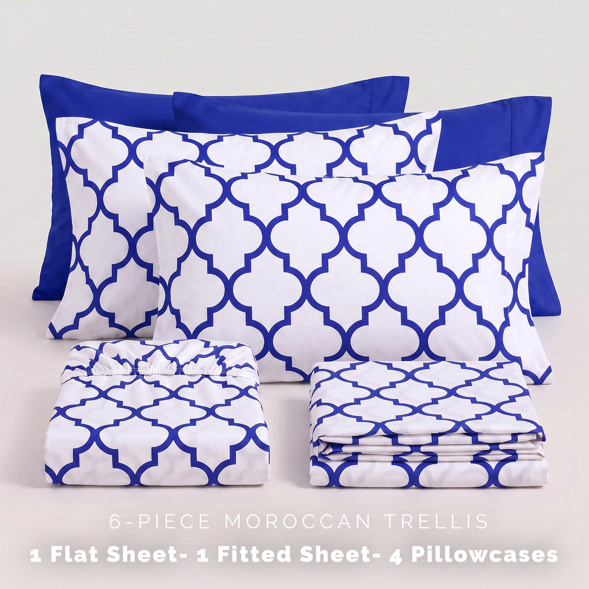 6-Piece Moroccan Trellis Printed Pattern - Soft as a Hotel Premium Quality
