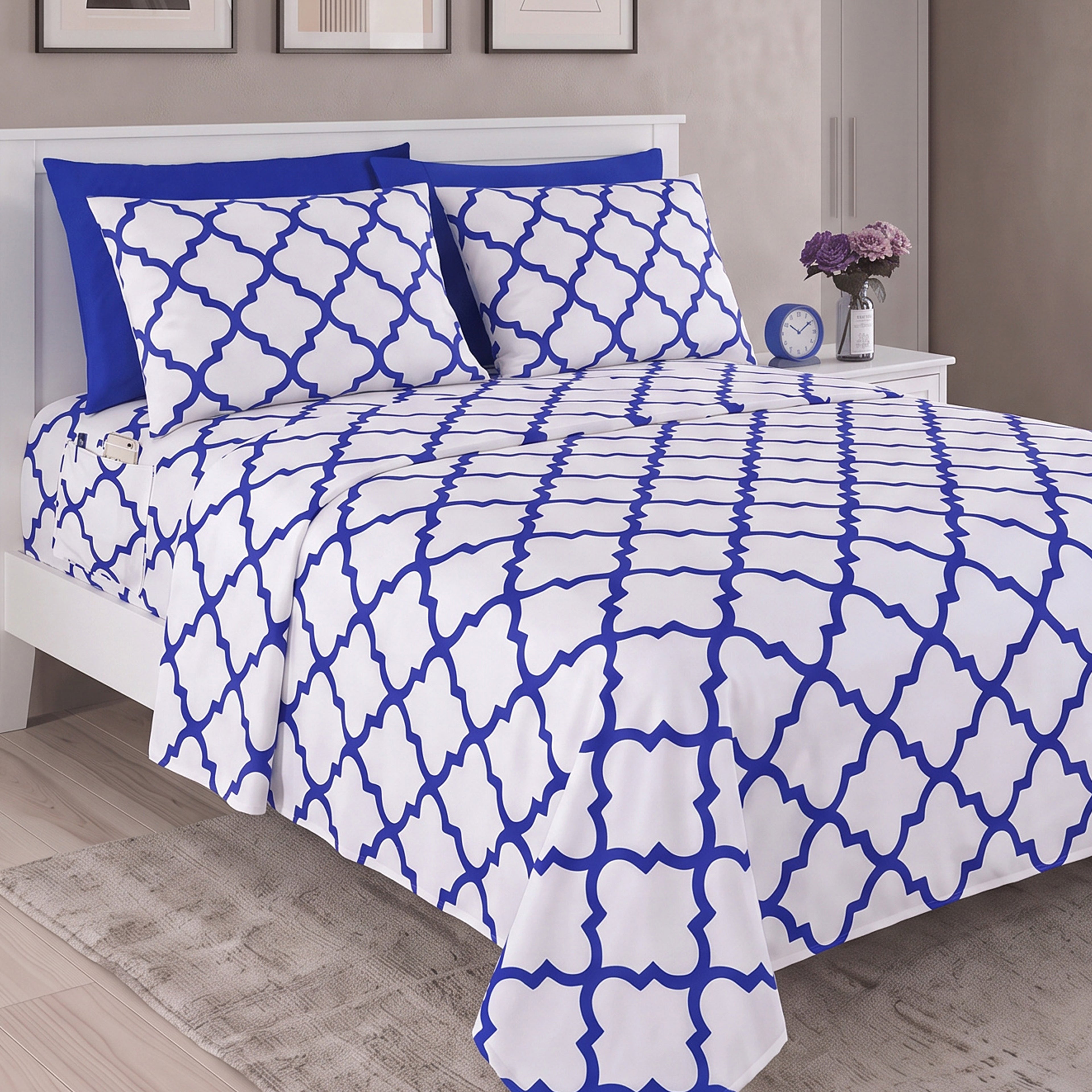 6-Piece Moroccan Trellis Printed Pattern - Soft as a Hotel Premium Quality