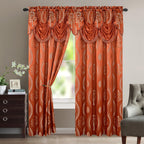 Set of 2 Aurora Curtain Panels- Attached Valance - Rod Pocket- 54" W x 84" L