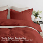 Essential 3-Piece Solid Duvet Cover Set