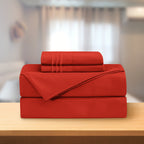 Essential 4-Piece 3-Line Embroidery Sheet Set, Soft as a Hotel Premium Quality,  Moody Shades