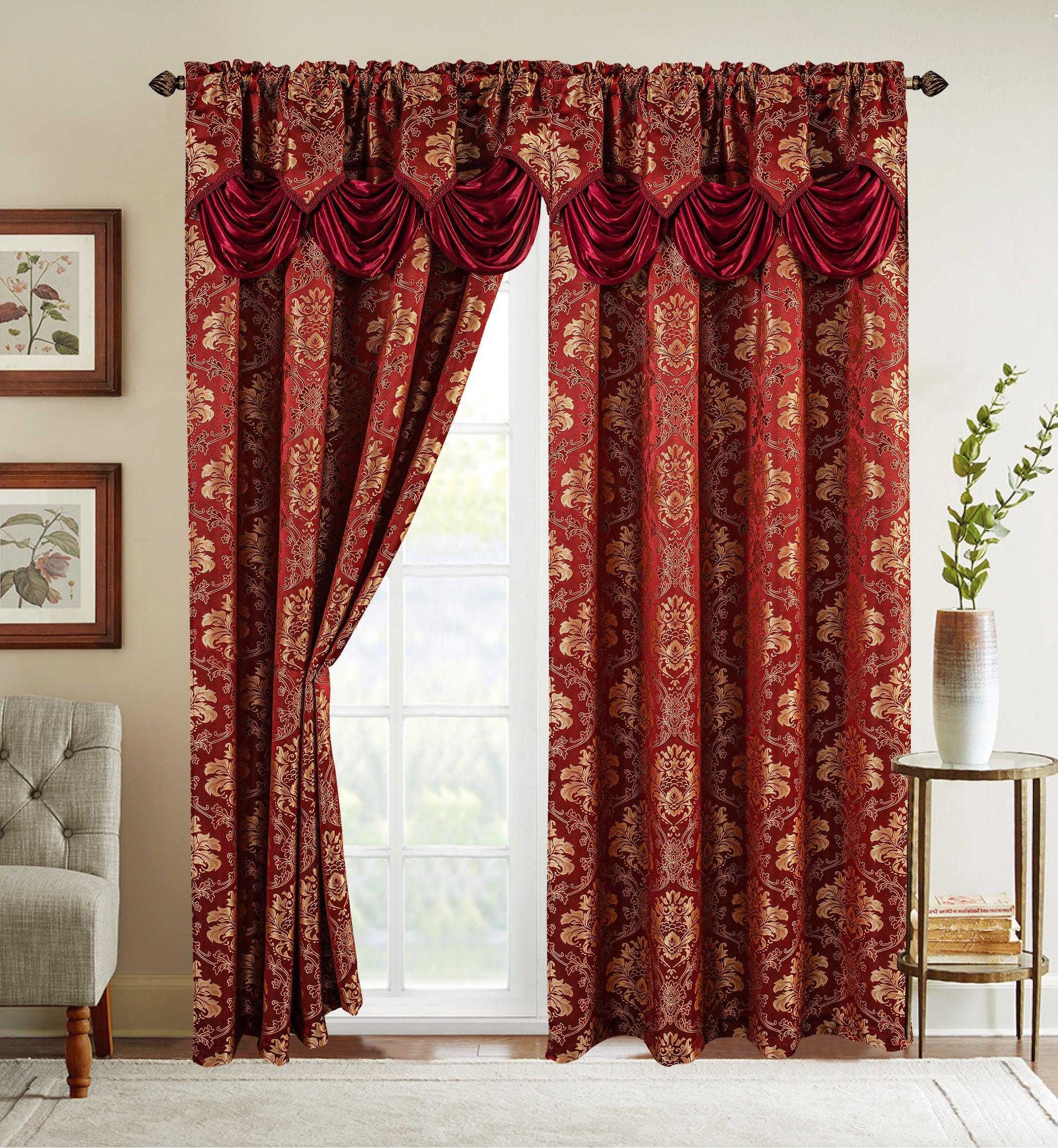 Set of 2 Saffa Jacquard Look Curtain Panels - 54" W x 84" L