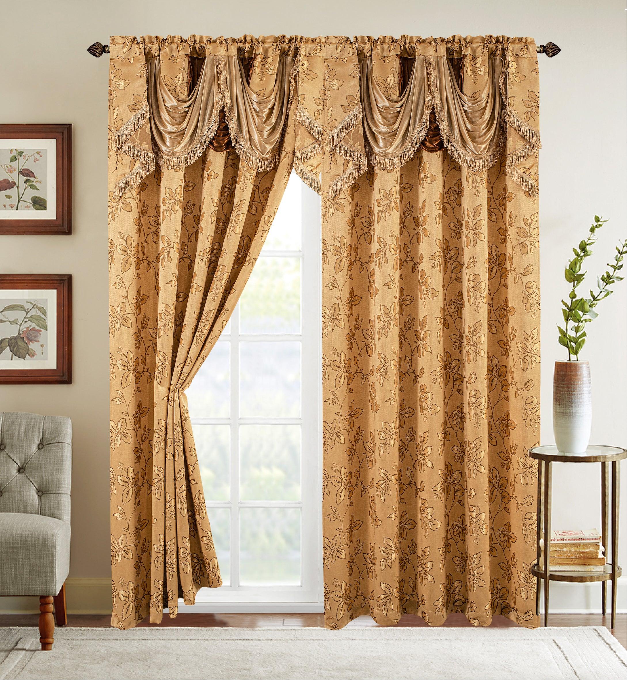Set of 2 Shereen Jacquard Look Curtain Panels - 54" W x 84" L