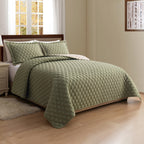 3-Piece Diamond Quilted Reversible Bedspread Coverlet Set