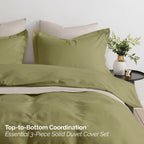 Essential 3-Piece Solid Duvet Cover Set