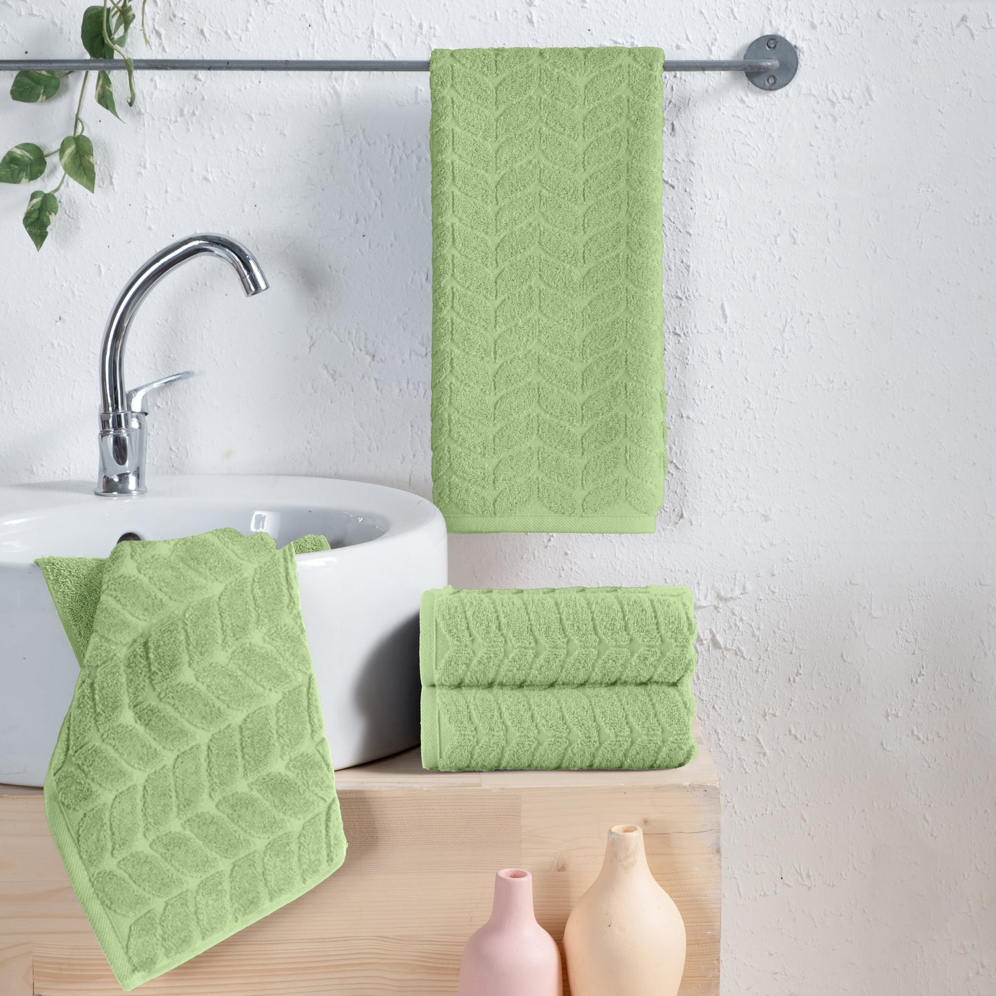 Elegant Comfort 4-Pack Premium Turkish Cotton Braided Hand Towel Set, 16 x 28 inch