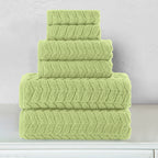 6-Piece Turkish Cotton Braided Towel Set, 2 Washcloths, 2 Hand Towels and 2 Bath Towels