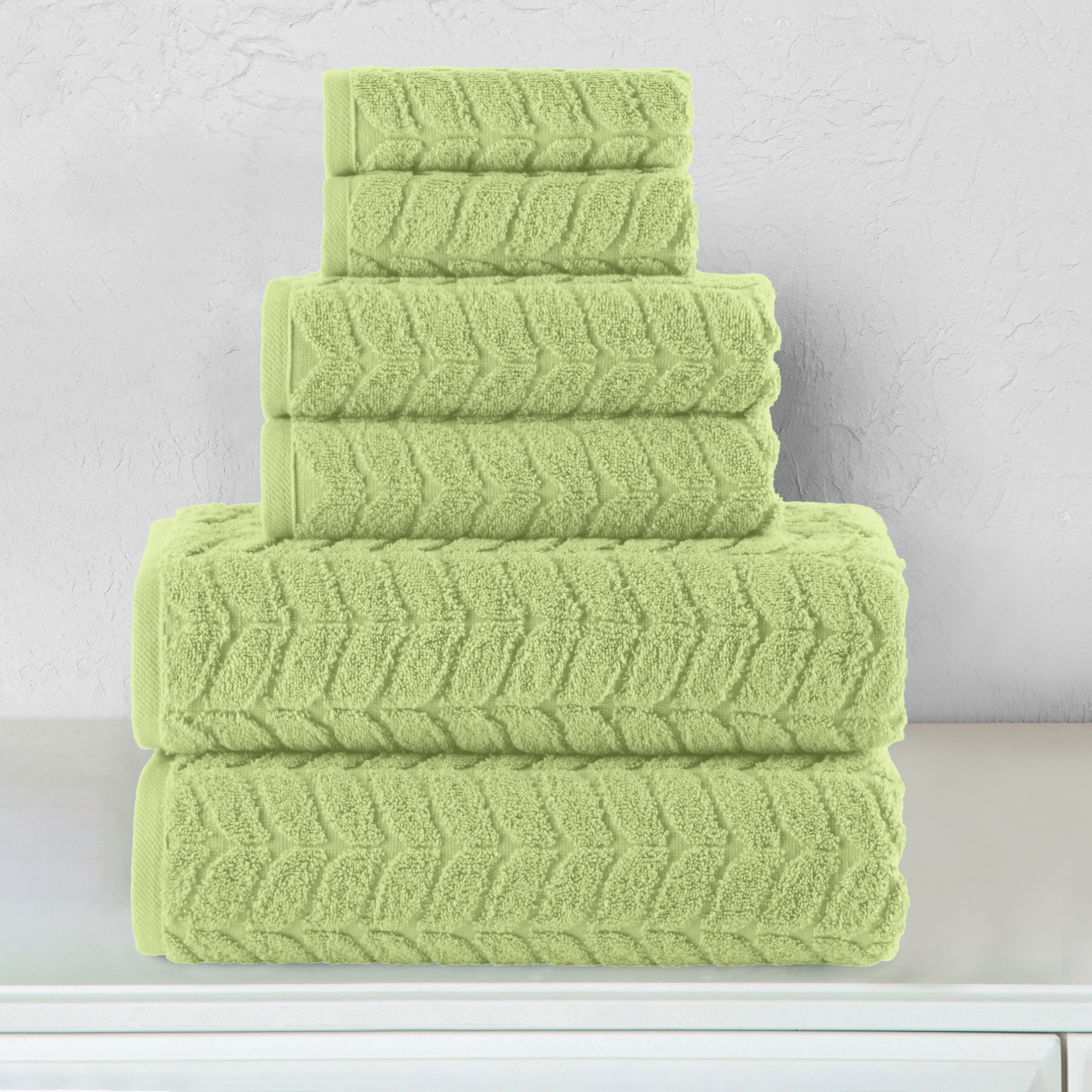 6-Piece Turkish Cotton Braided Towel Set, 2 Washcloths, 2 Hand Towels and 2 Bath Towels